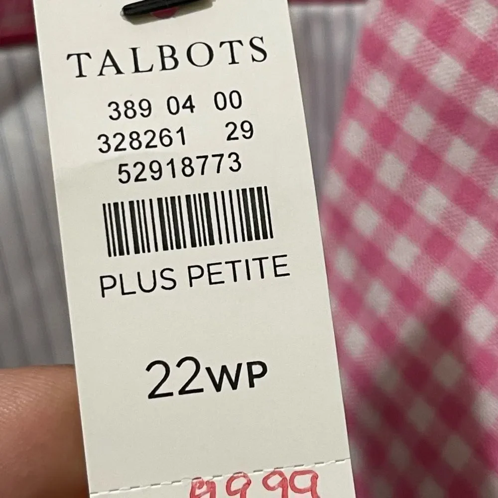 Talbots | Gingham Plaid Blazer Pink‎ White Button Down Long Sleeve